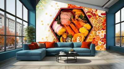 典型的なおせち料理　Japanese food  New Year dishes (OSECHI) Wall mural